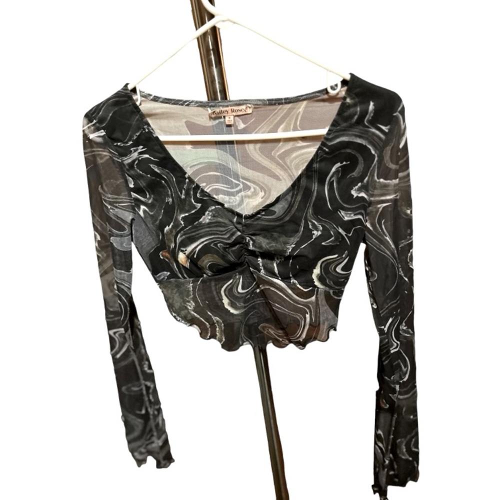 Sheer/Mesh Crop Top w/ tie dye design. Size Medium. Never worn